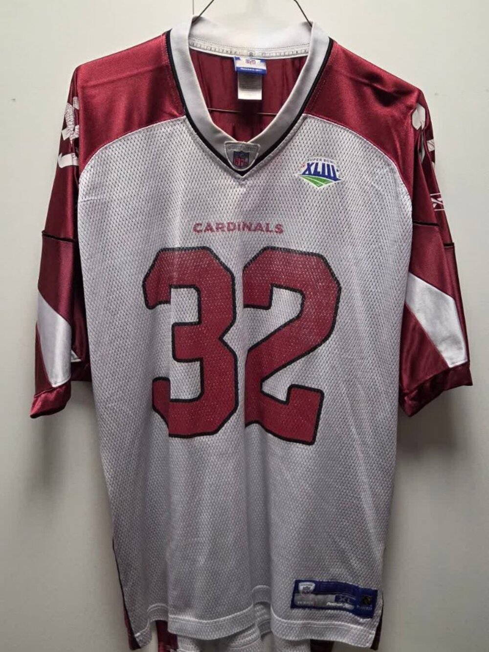 Edgerrin James Cardinals Jersey Reebok #32 White XL Super Bowl XLIII Wear
